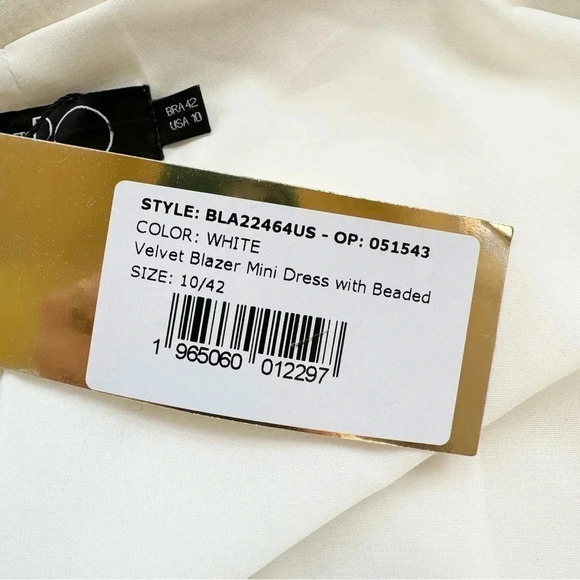 NWT Free People PatBO Velvet Blazer Mini Dress White Beaded Long Sleeve $1000 - Picture 3 of 16